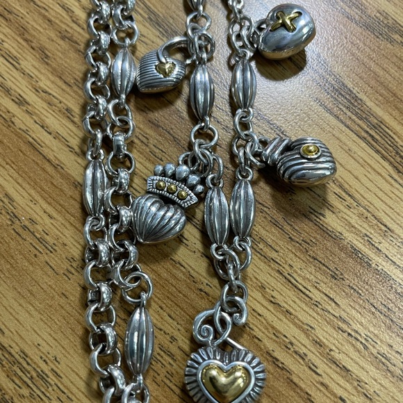 Silvertone heart ❤️ necklace multi chain belt EUC 17” - Picture 6 of 7
